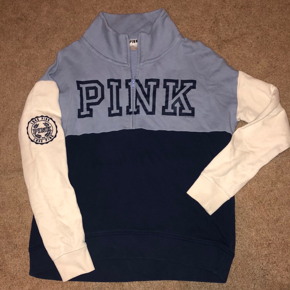 Pink 1/4 zip up color block sweatshirt